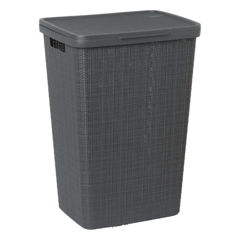 Curver Wasmanden-jute wasmand met deksel - 58 liter - grijs