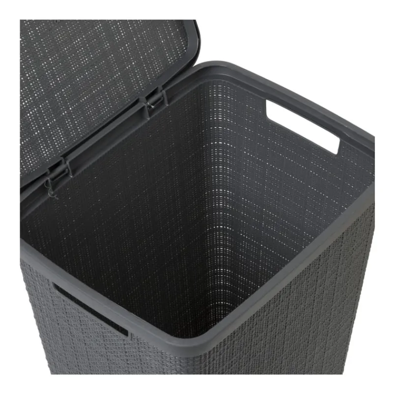 Curver Wasmanden-jute wasmand met deksel - 58 liter - grijs