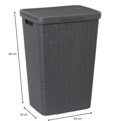 Curver Wasmanden-jute wasmand met deksel - 58 liter - grijs