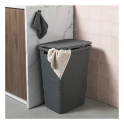 Curver Wasmanden-jute wasmand met deksel - 58 liter - grijs