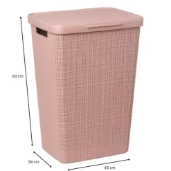 Curver Wasmanden-jute wasmand met deksel - 58 liter - roze