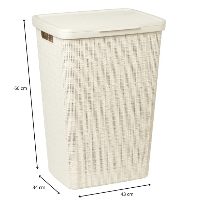Curver Wasmanden-jute wasmand met deksel - 58 liter - beige