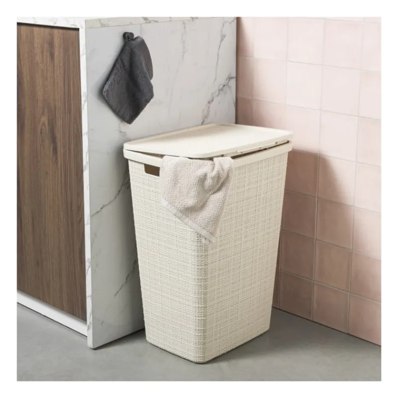 Curver Wasmanden-jute wasmand met deksel - 58 liter - beige