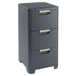 Curver Opbergbakken|Opbergboxen-ladeblok met 3 lades - grijs - 60x27.8x32.8 cm