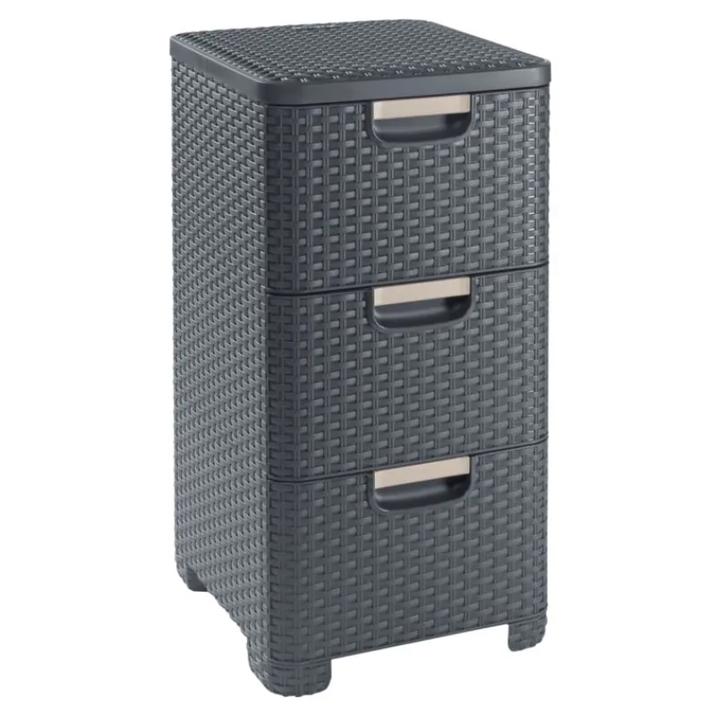 Curver Opbergbakken|Opbergboxen-ladeblok met 3 lades - grijs - 60x27.8x32.8 cm
