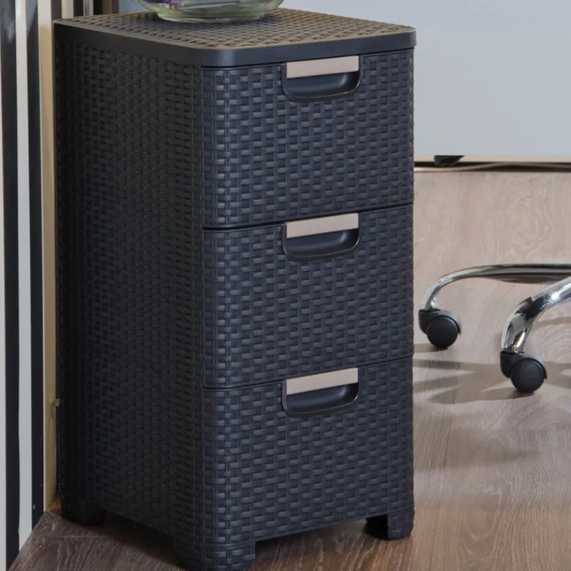 Curver Opbergbakken|Opbergboxen-ladeblok met 3 lades - grijs - 60x27.8x32.8 cm