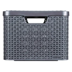 Curver Opbergbakken|Opbergboxen-opbergmand met deksel groot - grijs - 23x44x33 cm