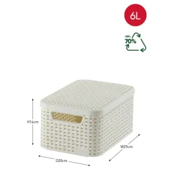 Curver Opbergbakken|Opbergboxen-opbergmand met deksel klein - wit - 13x29x19 cm