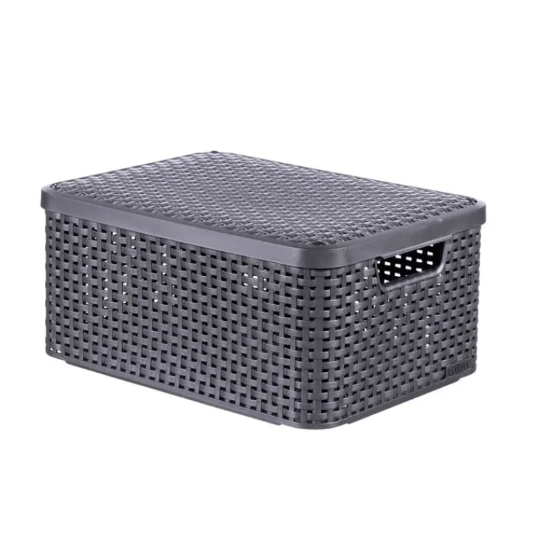 Curver Opbergbakken|Opbergboxen-opbergmand met deksel middel - grijs - 19x40x29 cm