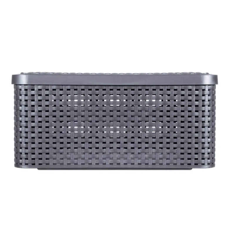 Curver Opbergbakken|Opbergboxen-opbergmand met deksel middel - grijs - 19x40x29 cm