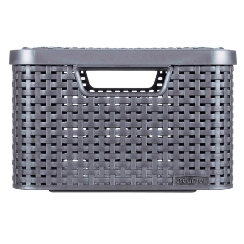 Curver Opbergbakken|Opbergboxen-opbergmand met deksel middel - grijs - 19x40x29 cm