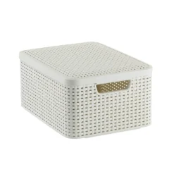 Curver Opbergboxen|Opbergbakken-opbergmand met deksel middel - wit - 19x40x29 cm
