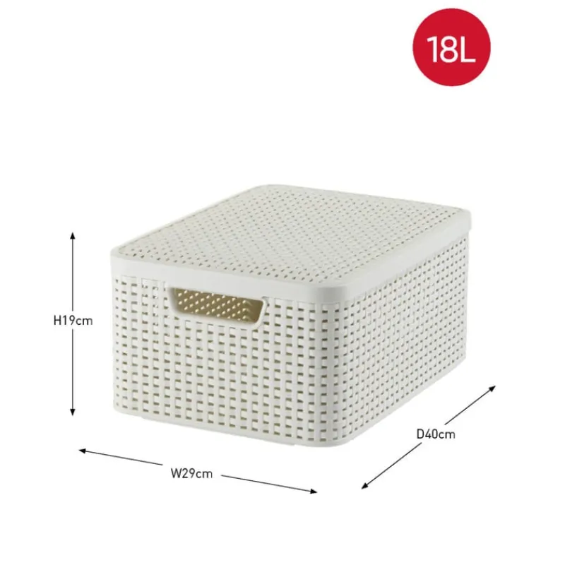 Curver Opbergboxen|Opbergbakken-opbergmand met deksel middel - wit - 19x40x29 cm