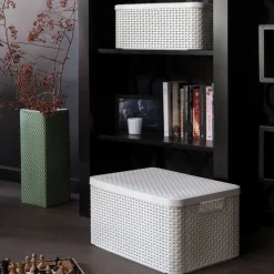 Curver Opbergboxen|Opbergbakken-opbergmand met deksel middel - wit - 19x40x29 cm