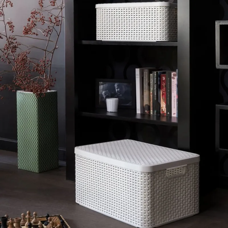 Curver Opbergboxen|Opbergbakken-opbergmand met deksel middel - wit - 19x40x29 cm