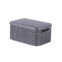Curver Opbergbakken|Opbergboxen-opbergmand met deksel klein - grijs - 13x29x19 cm
