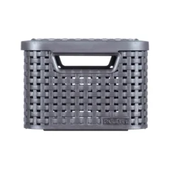 Curver Opbergbakken|Opbergboxen-opbergmand met deksel klein - grijs - 13x29x19 cm