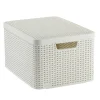 Curver Opbergbakken|Opbergboxen-opbergmand met deksel groot - wit - 23x44x33 cm