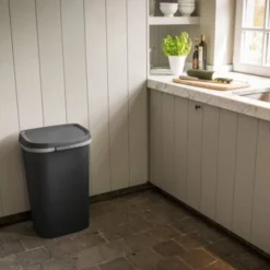 Curver Pedaalemmers|Prullenbakken-prullenbak mistral flat - grijs - 50 liter