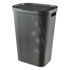 Curver Wasmanden-wasmand met deksel Infinity Dots - antraciet - 60 liter