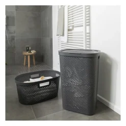 Curver Wasmanden-wasmand met deksel Infinity Dots - antraciet - 60 liter