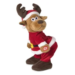 Xenos Knuffels-Dansende kerstknuffel rendier - 26 cm