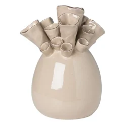 Xenos Vazen|Vazen-Decoratie vaas keramiek koraal - beige - 12.5x9x17 cm