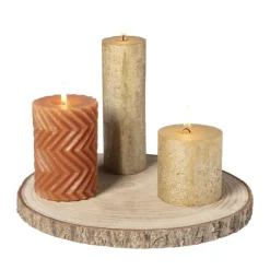 Xenos Kaarsenplateaus-Decoratieplateau hout - bruin - ø26x2 cm