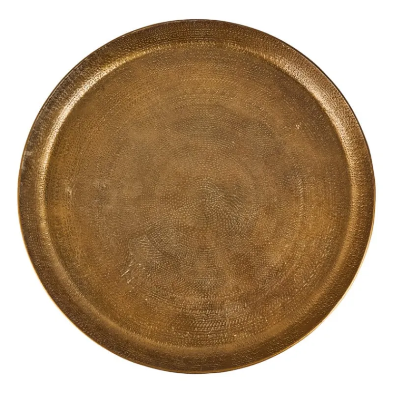 Xenos Kaarsenplateaus-Decoratieplateau reliëf - antiek goud - Ø29 cm