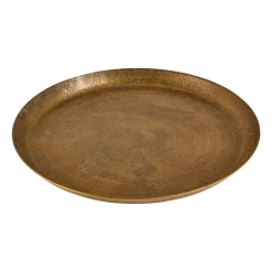 Xenos Kaarsenplateaus-Decoratieplateau reliëf - antiek goud - Ø29 cm