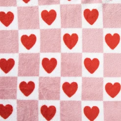 Xenos Plaids-Deken met hartjesprint - roze/rood - 160x130cm