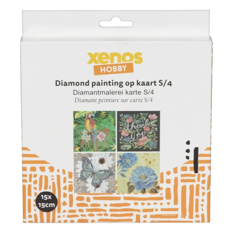 Xenos Knutselpakketten|Diamond Paintings-Diamond paint - kaarten - set van 4