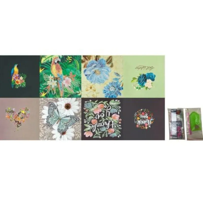 Xenos Knutselpakketten|Diamond Paintings-Diamond paint - kaarten - set van 4