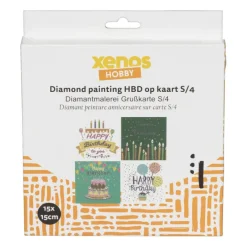 Xenos Knutselpakketten|Diamond Paintings-Diamond paint - verjaardagskaarten - set van 4