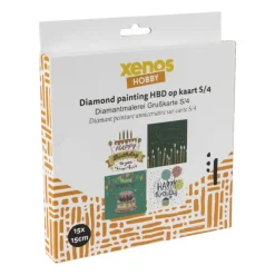 Xenos Knutselpakketten|Diamond Paintings-Diamond paint - verjaardagskaarten - set van 4