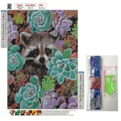 Xenos Knutselpakketten|Diamond Paintings-Diamond paint - wasbeer - 40x30 cm