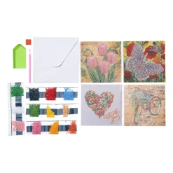 Xenos Diamond Paintings-Diamond painting kaart - set van 4