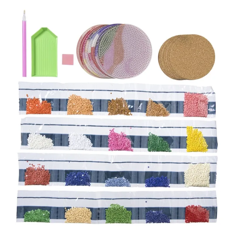 Xenos Diamond Paintings-Diamond painting onderzetters - set van 8