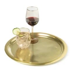 Xenos Dienbladen|Kaarsenplateaus-Dienblad goud - aluminium - ø38 cm