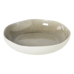 Xenos Borden|Kerstservies-Diep bord kaori - wit/bruin - ø22x4 cm