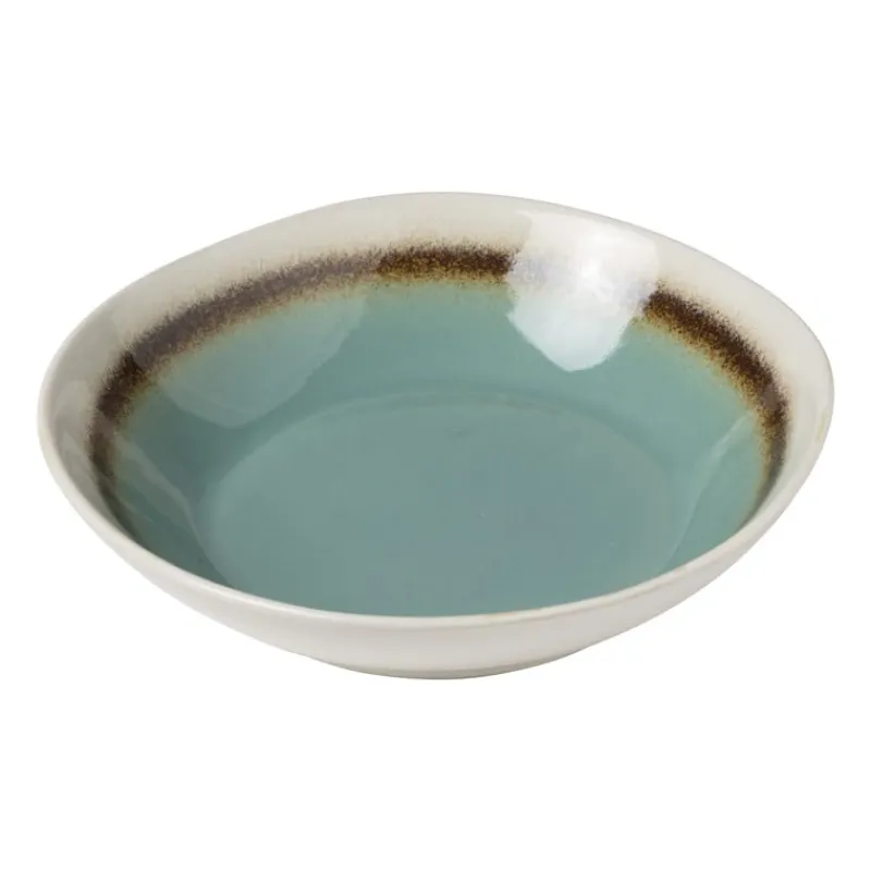 Xenos Borden-Diep bord Roots - turquoise - ø20x5.4 cm