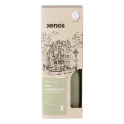 Xenos Kerstcadeaus|Geurstokjes-Diffuser rose amberwood - groen - ø7.7x11.8 cm
