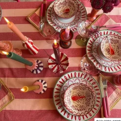Xenos Borden-Dinerbord holly jolly - rood - ø26.8x2.8 cm