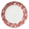 Xenos Borden-Dinerbord Mirna blaadjes - rood/wit - ø26.8x2.2 cm