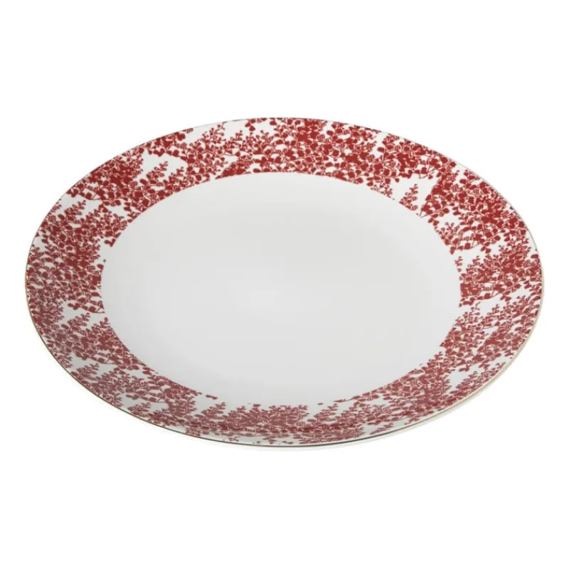 Xenos Borden-Dinerbord Mirna blaadjes - rood/wit - ø26.8x2.2 cm