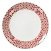 Xenos Borden-Dinerbord Mirna ruit - rood/wit - ø26.8x2.2 cm