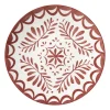 Xenos Borden|Kerstcadeaus-Dinerbord sterre - rood/wit - ø26.8x2.6 cm