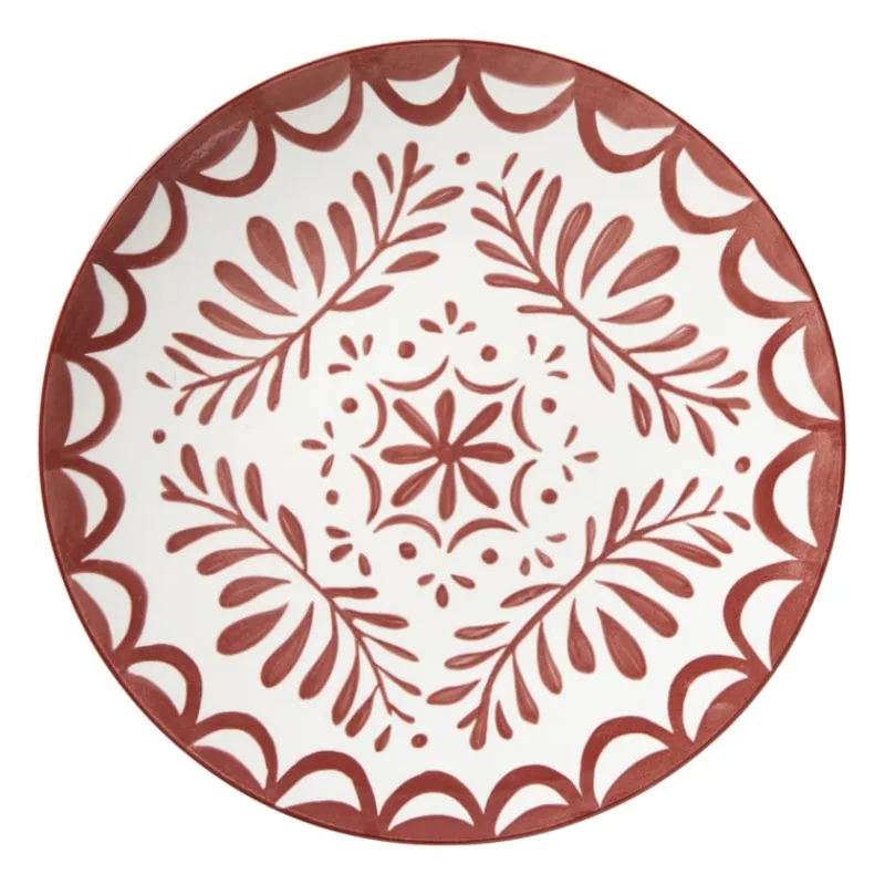 Xenos Borden|Kerstcadeaus-Dinerbord sterre - rood/wit - ø26.8x2.6 cm