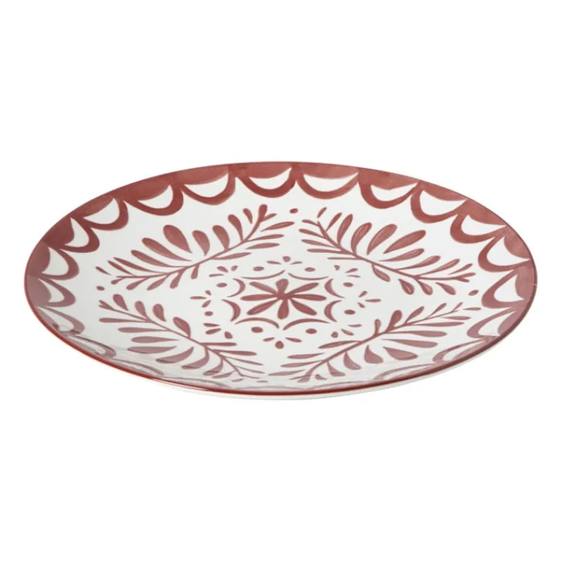 Xenos Borden|Kerstcadeaus-Dinerbord sterre - rood/wit - ø26.8x2.6 cm