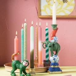 Xenos Dinerkaarsen-Dinerkaars animal - goud/groen - ø2.15x25 cm